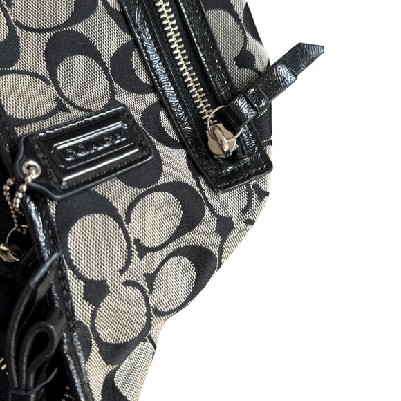 COACH Signature Monogram Handbag Grey Black Canvas Purse F29941 - Picture 6 of 9
